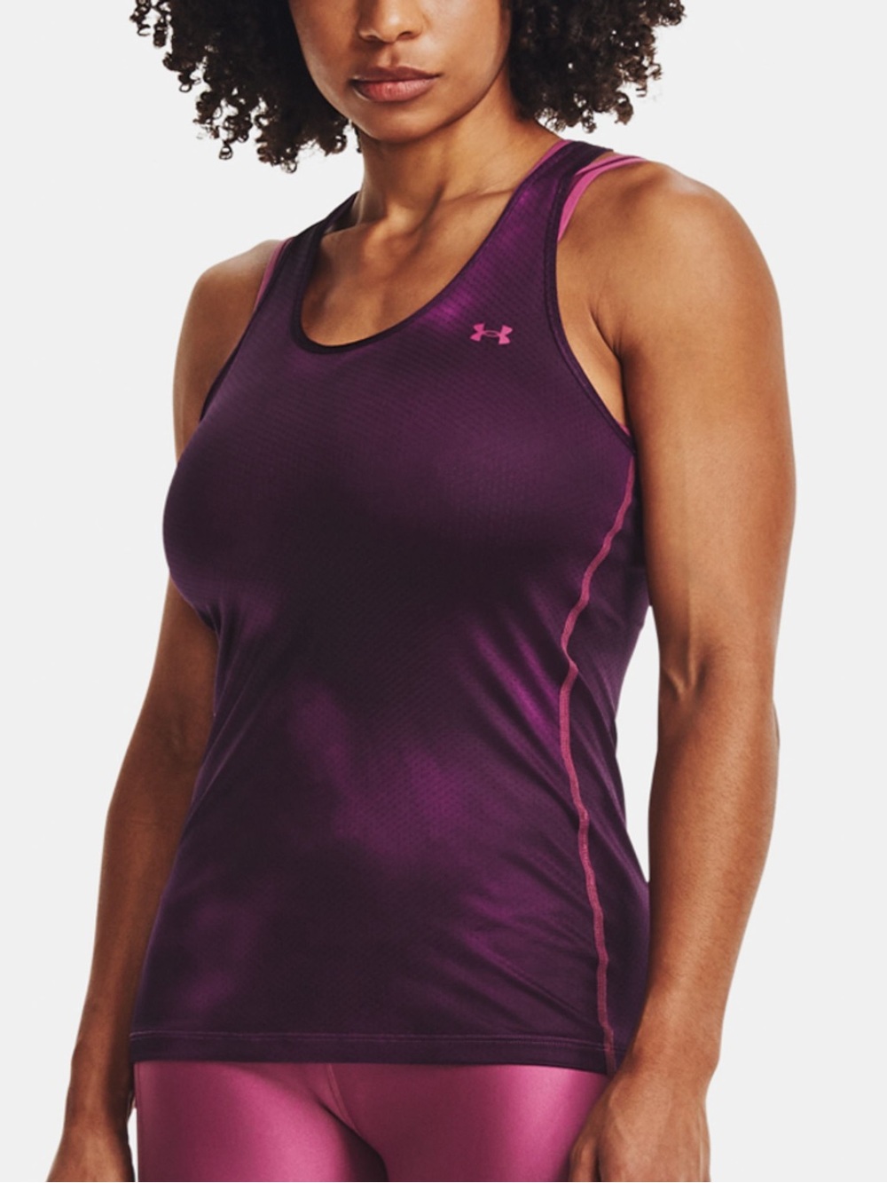 Under Armour Women's Plum Racerback Mesh Tank - Deep Berry and pink accents